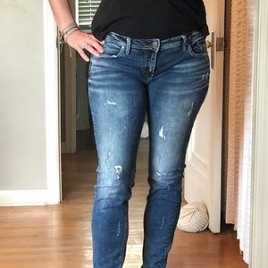 Barely worn Silver crop jeans.